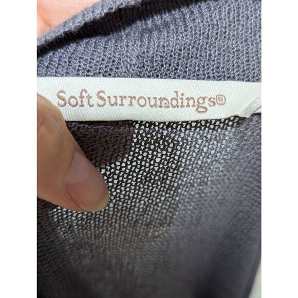 Soft Surroundings Women's Gray Light-Weight Long-Sleeve One-Button Cardigan Swea - Picture 2 of 8